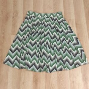 LuLaRoe Chevron Green Black White w/ Pockets Madison Skirt Sz S